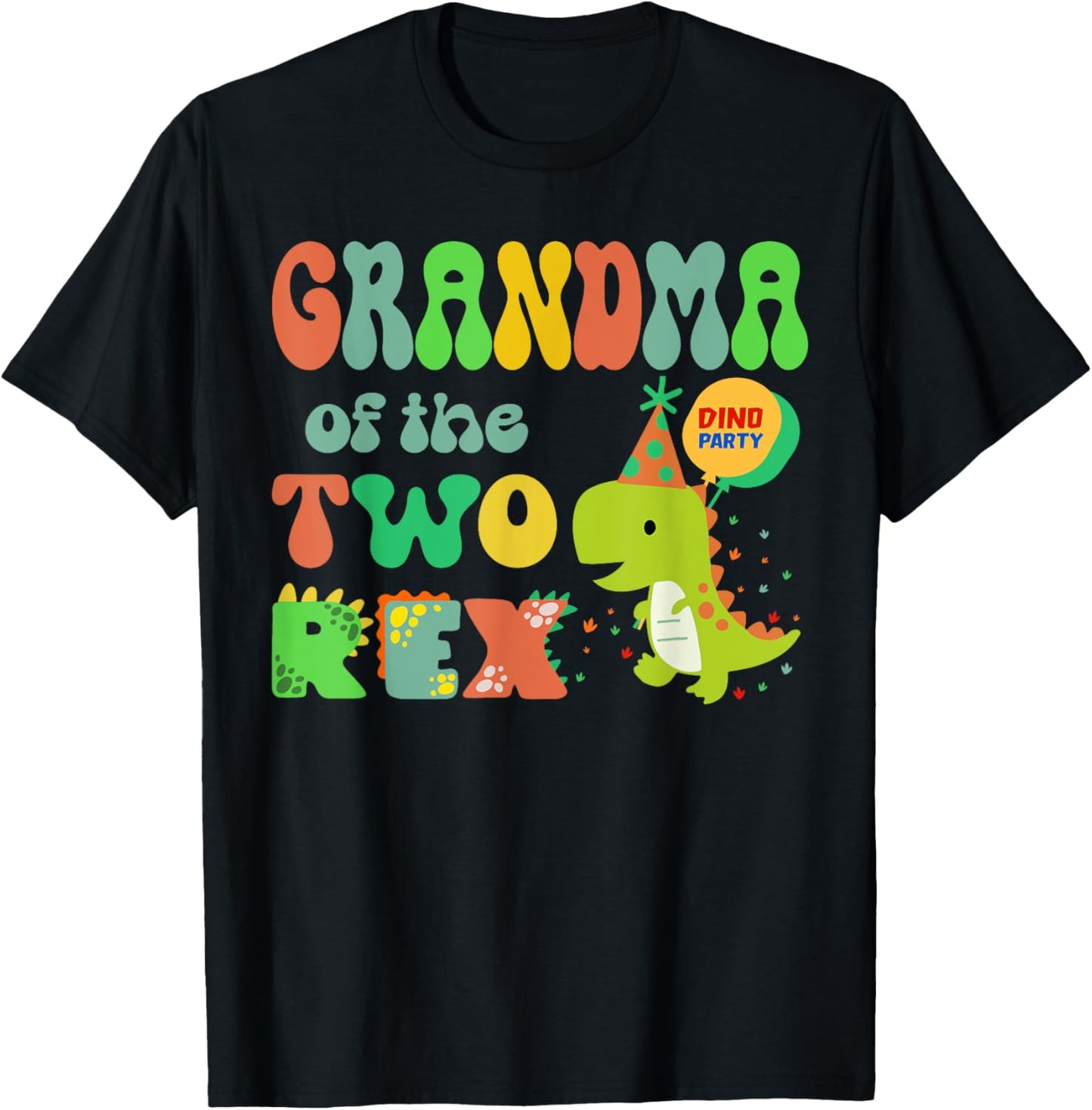 Grandma of the Two Rex Birthday Dinosaur Family Matching T-Shirt