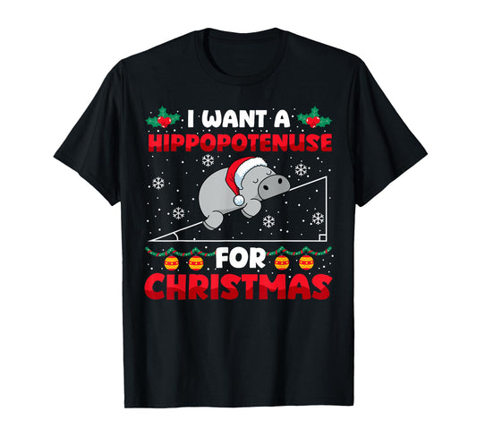 Funny Christmas Math Teacher Hippopotenuse Math Lovers Xmas T-Shirt