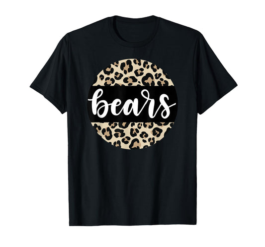 Leopard Print Bears Team Mascot School Spirit Game Night T-Shirt