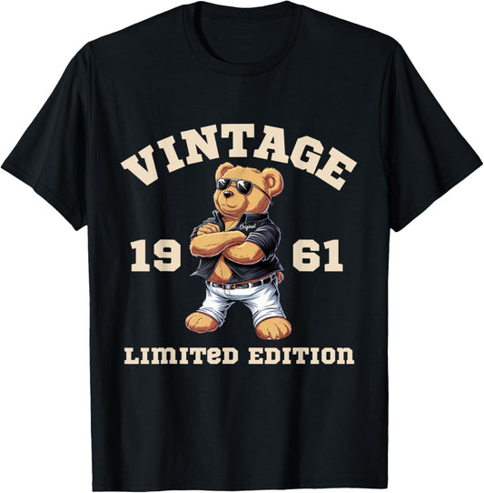 Mens Vintage 64th Birthday 1961 Born Teddy Bear T-Shirt