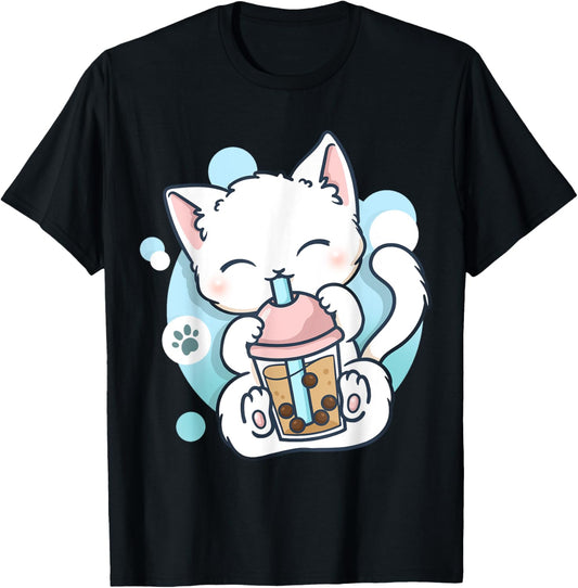 Cat Boba Tea Bubble Tea Anime Kawaii Neko T-Shirt