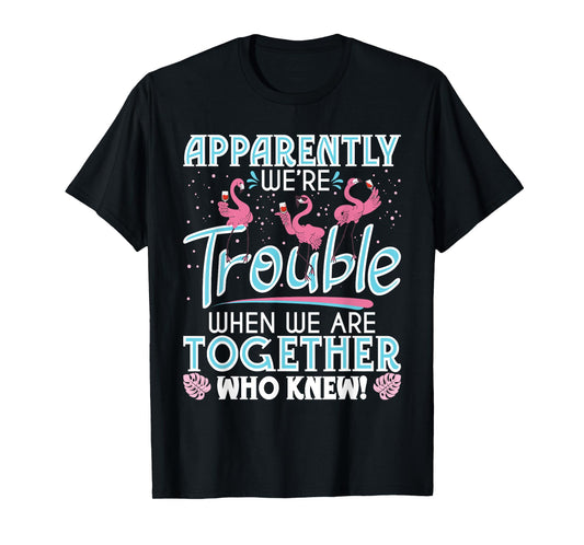 Apparently We're Trouble - Funny Flamingo Lover Zoo Animal T-Shirt