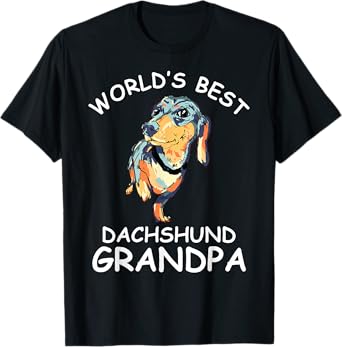World's Best Dachshund Grandpa Funny Granddog Dog Lover Cute Men Women Kids T-Shirt