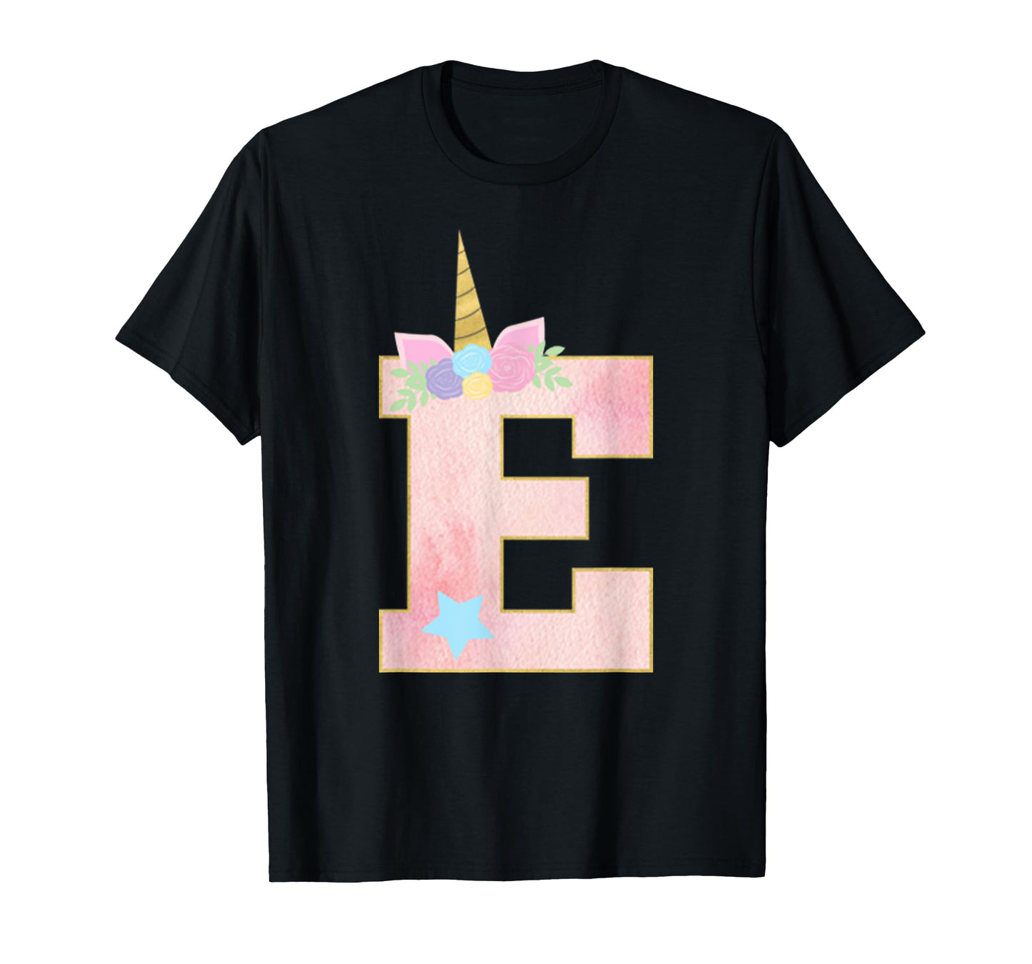 Initial Letter E Unicorn Monogram for Girls Unicorn Birthday T-Shirt