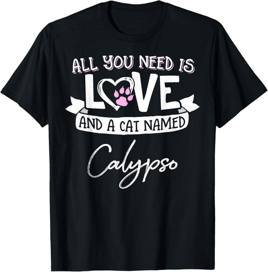 Cute Cat Named Calypso Design for Women and Girls T-Shirt