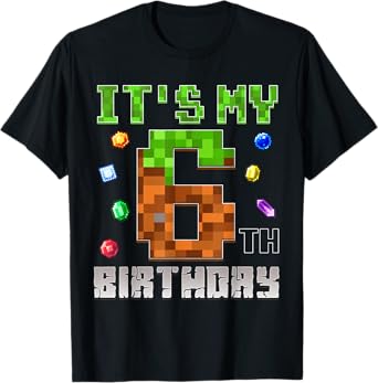 Birthday Boy Shirt It's My 6th Birthday Video Game Pixel T-Shirt