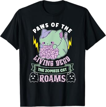 Zombie Cat Undead Kitty Horror Meow Creepy Feline Cat Zombie T-Shirt