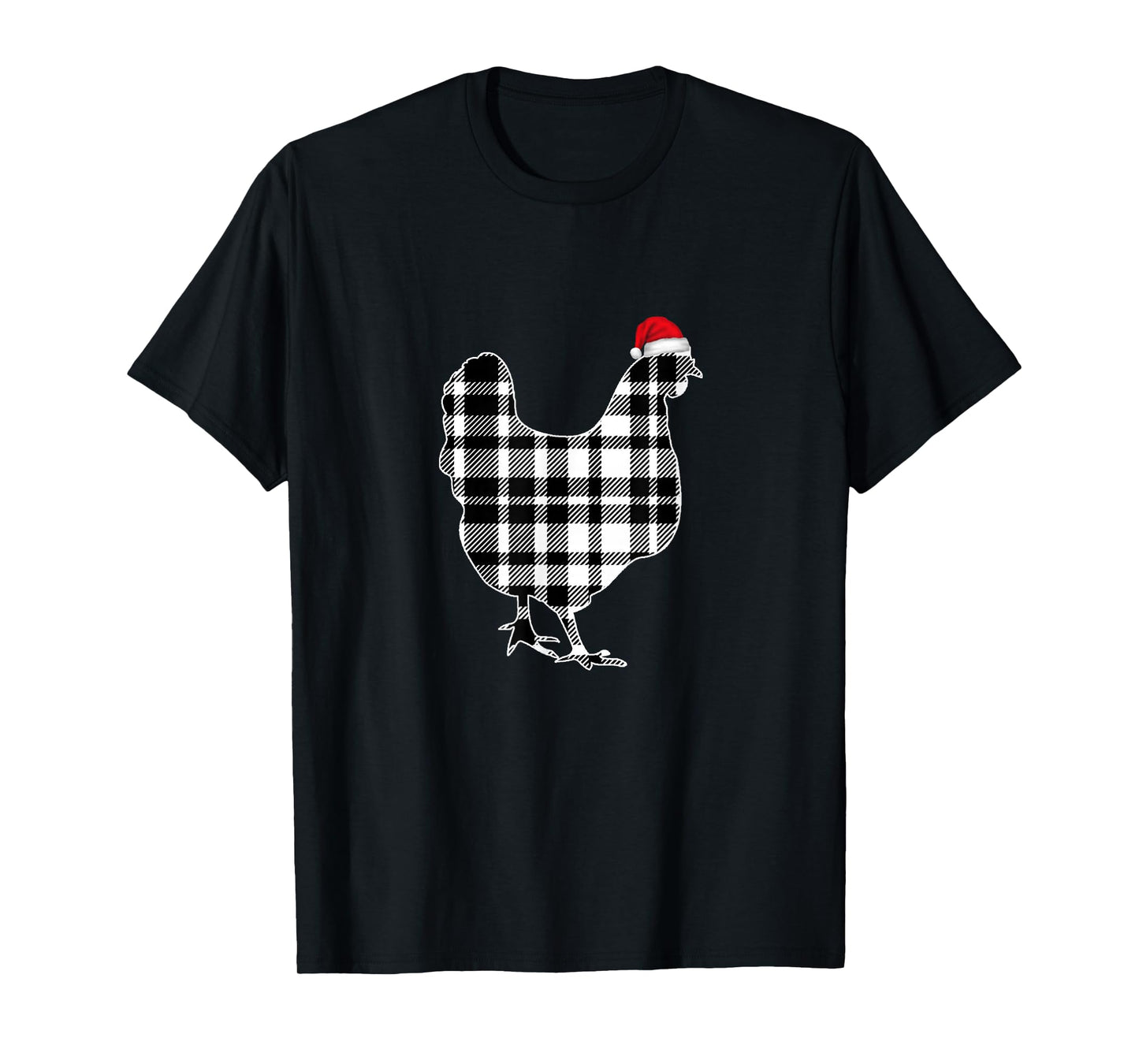 Chicken Christmas Shirt Black And White Buffalo Plaid Pajama T-Shirt