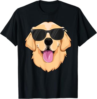 Golden Retriever T-Shirt for Kids Boys Girls Sunglasses Pet T-Shirt