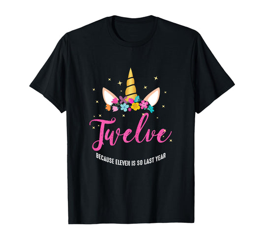 12 Years Old Birthday Girl Gifts Unicorn 12th Birthday T-Shirt
