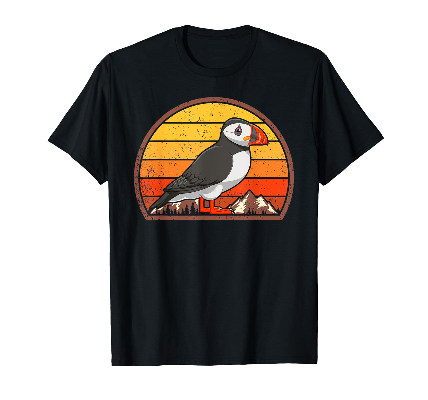 Sunset Puffin Lover Gift Vintage Retro Puffin T-Shirt