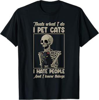 Skeleton Cat Kitten Lover Grumpy Skull Kitty Pet Owner T-Shirt