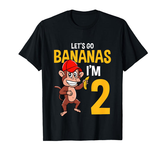 Lets Go Bananas 2nd Birthday Monkey 2 Year Old Boy Girl T-Shirt