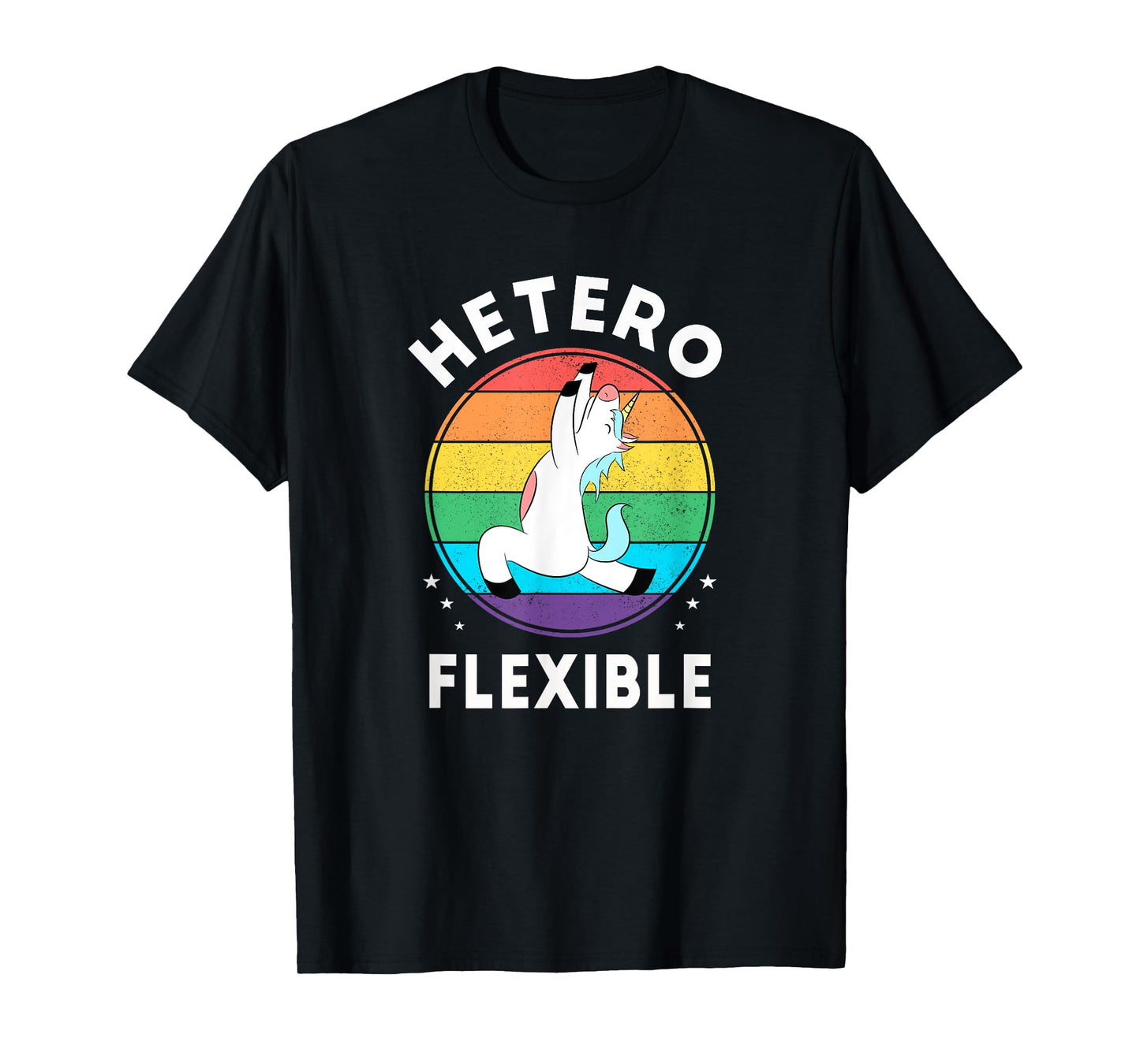 Heteroflexible Funny Yoga Unicorn Queer Ally Gay Pride Stuff T-Shirt