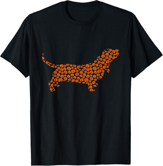 Basset Hound Dog Silhouette Halloween Costume Pumpkin T-Shirt