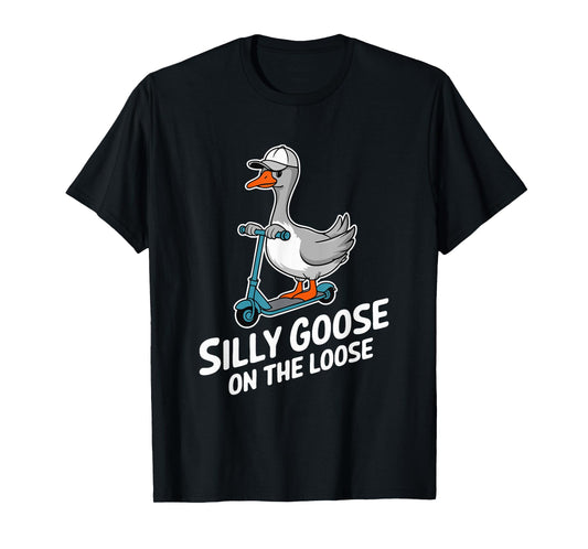 Funny Scooter Silly Goose on the loose Bird Animal Quirky T-Shirt