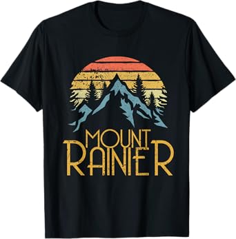 Vintage Retro Mount Rainier National Park WA Mountains Shirt T-Shirt