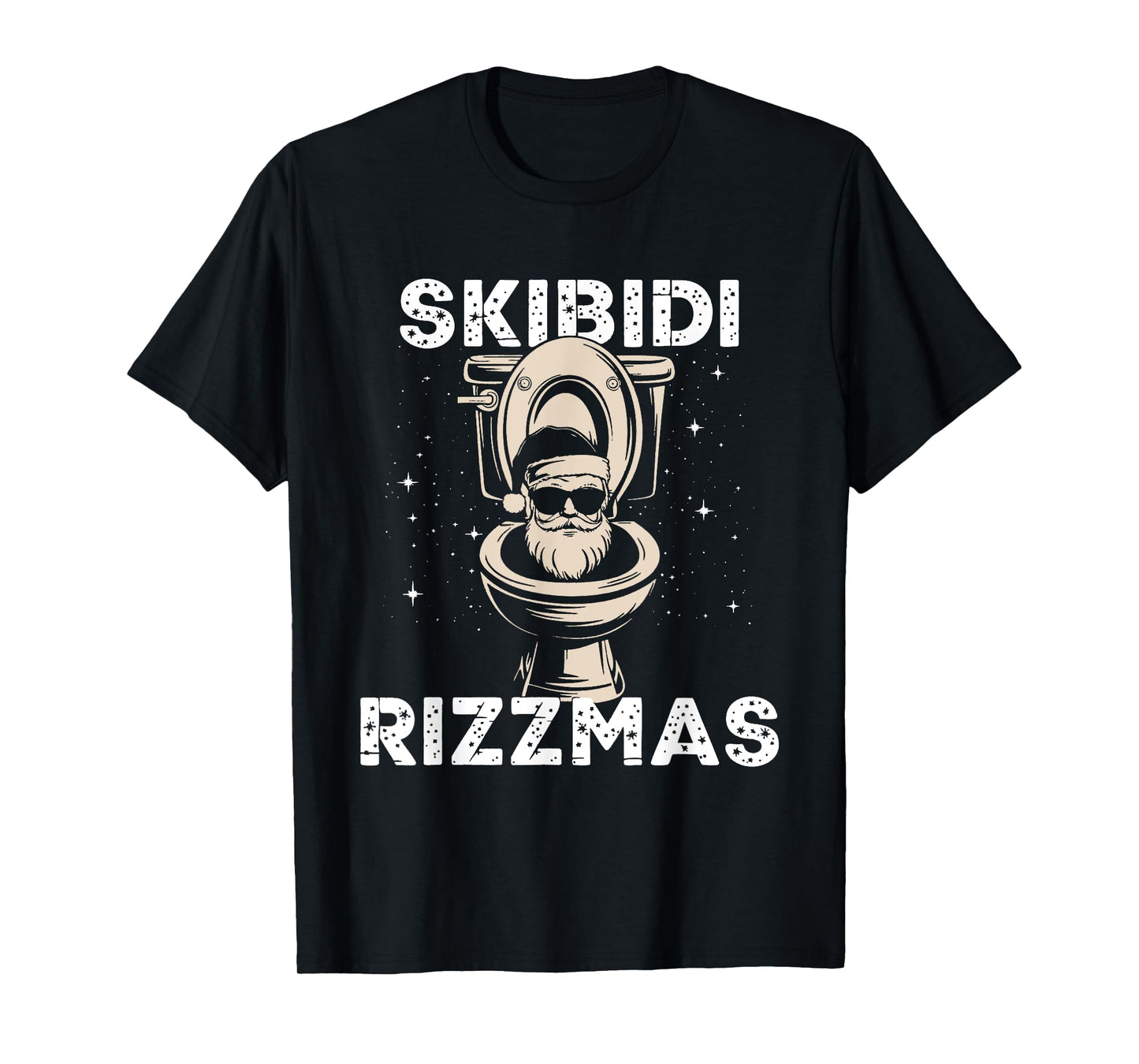 Skibidi Rizzmas Funny Toilet Santa White Elephant Christmas T-Shirt