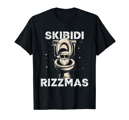 Skibidi Rizzmas Funny Toilet Santa White Elephant Christmas T-Shirt