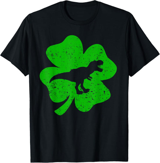Dino St Patricks Day Shirt Kids T Rex Shamrock Dinosaur Boys T-Shirt