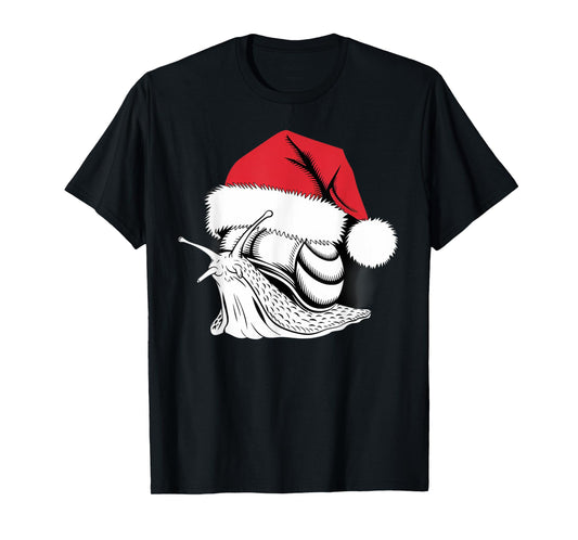 Joyful Snail Santa on Snail Christmas T-Shirt