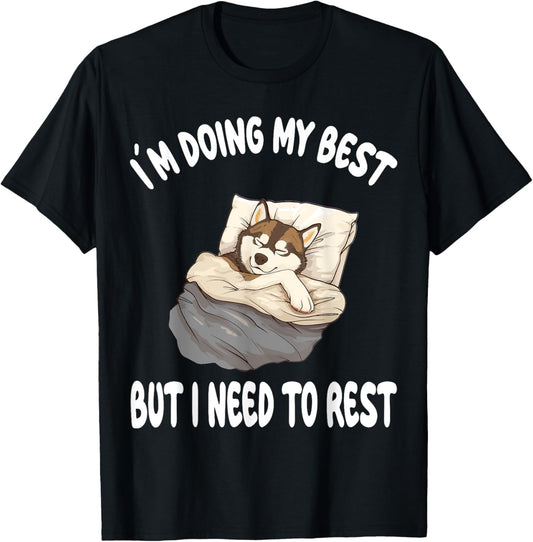 Siberian Husky Dog Pajamas Nightgown Sleeping Napping T-Shirt