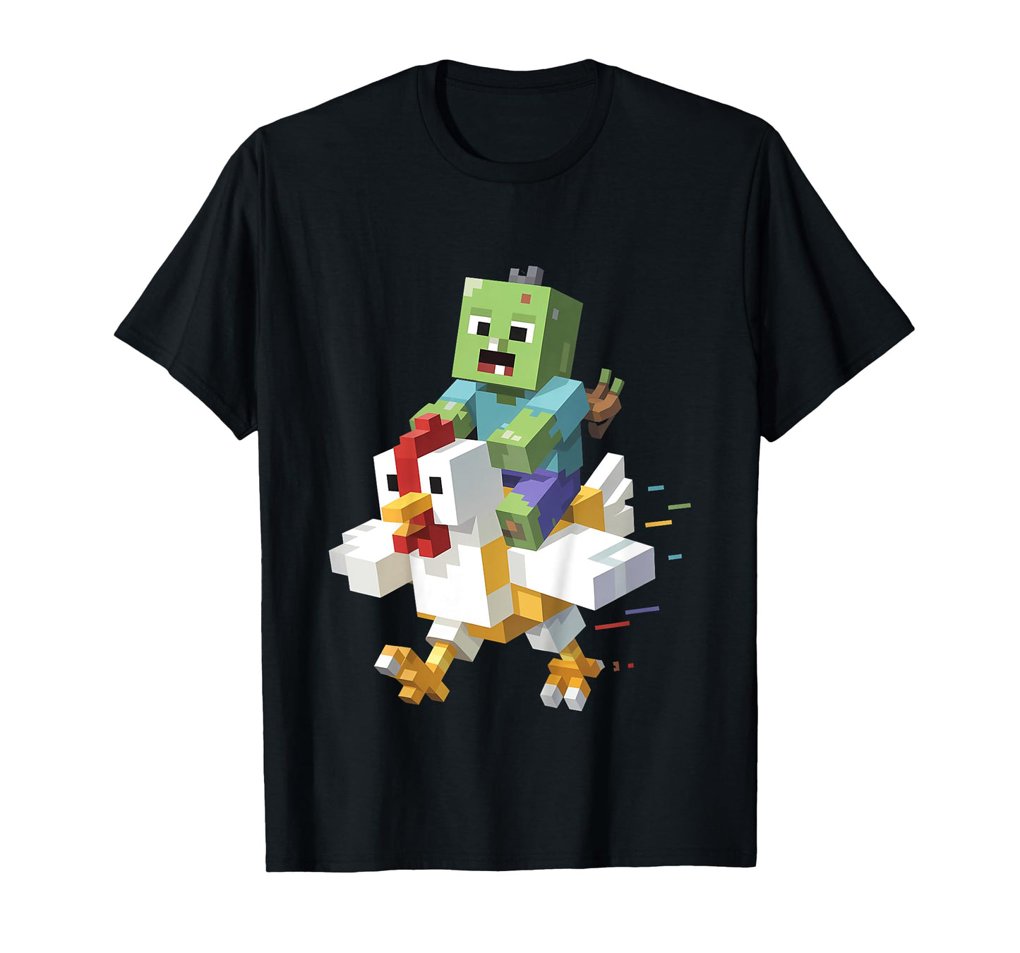 Kids Jock Chicken Shirt Pixel Art Gamer Zombie Boys Kids Funny T-Shirt