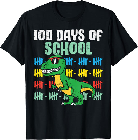100 Days Of School Trex Dinosaur 100th Student Boy Kids Gift T-Shirt