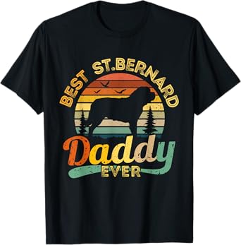 Saint Bernard Dad Best Daddy Dog Lover Retro Vintage Gift T-Shirt