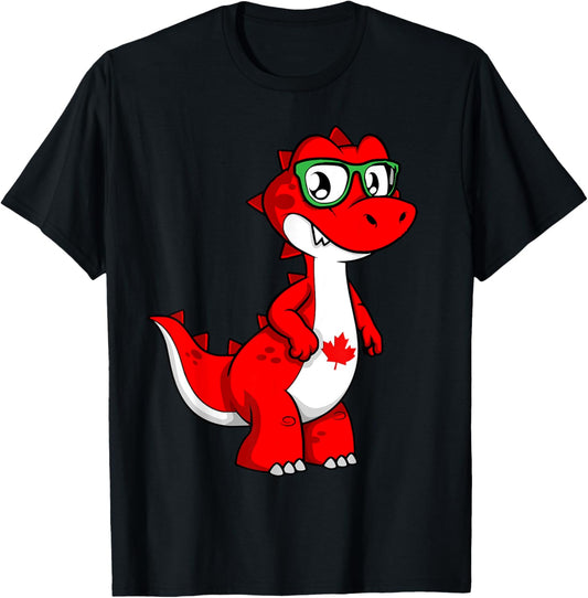 Canada Kids Flag Funny Red Dinosaur Toddler Shirt Flag T-Shirt