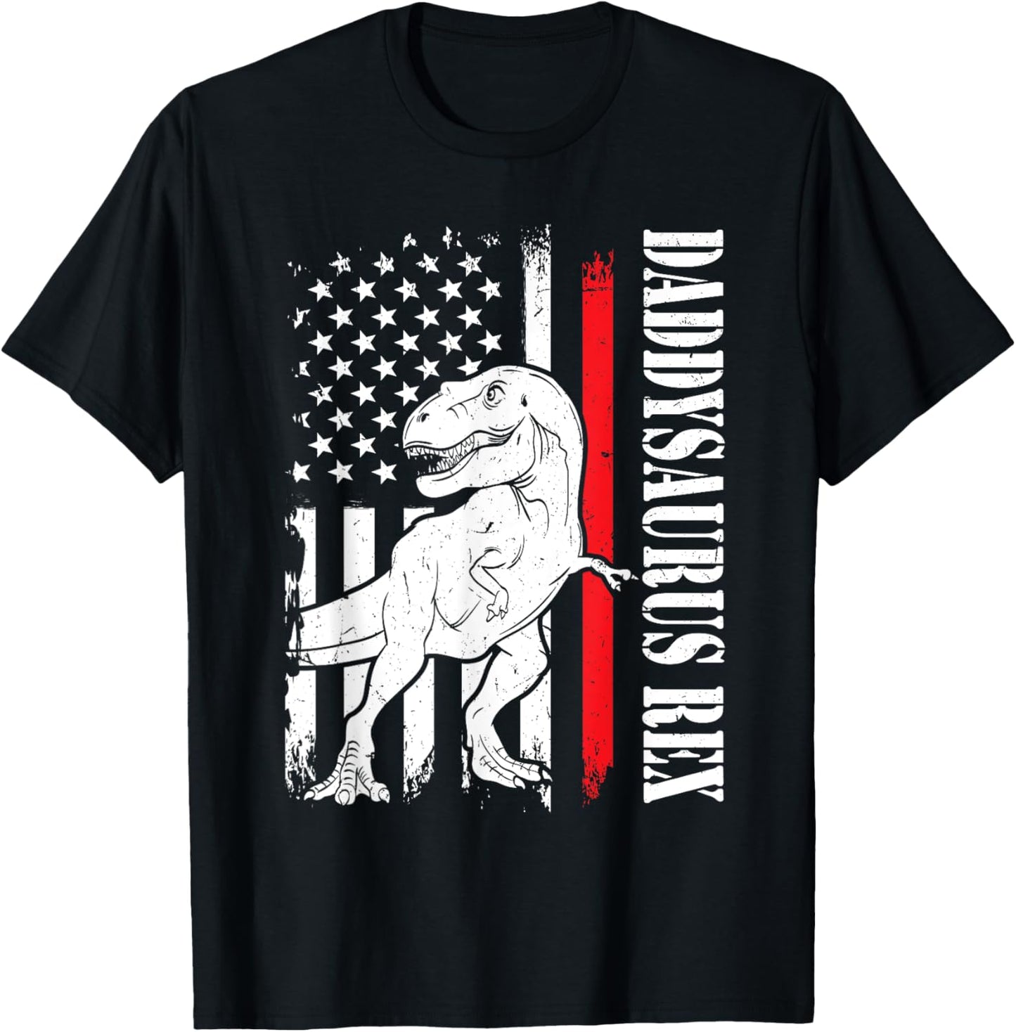 Daddy Saurus Rex Daddysaurus American Flag Fathers Day Men T-Shirt
