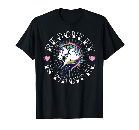Unicorn Recovery is Magical Tattoo Art For NA AA Sobriety T-Shirt