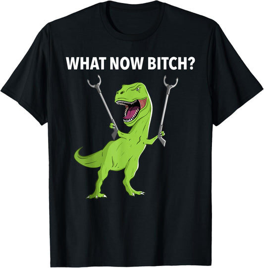 Funny T-Rex Dinosaur What Now Bitch Joke Humor Saying T-Shirt