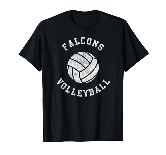 Falcons Volleyball Retro Distressed Team VB Graphic T-Shirt