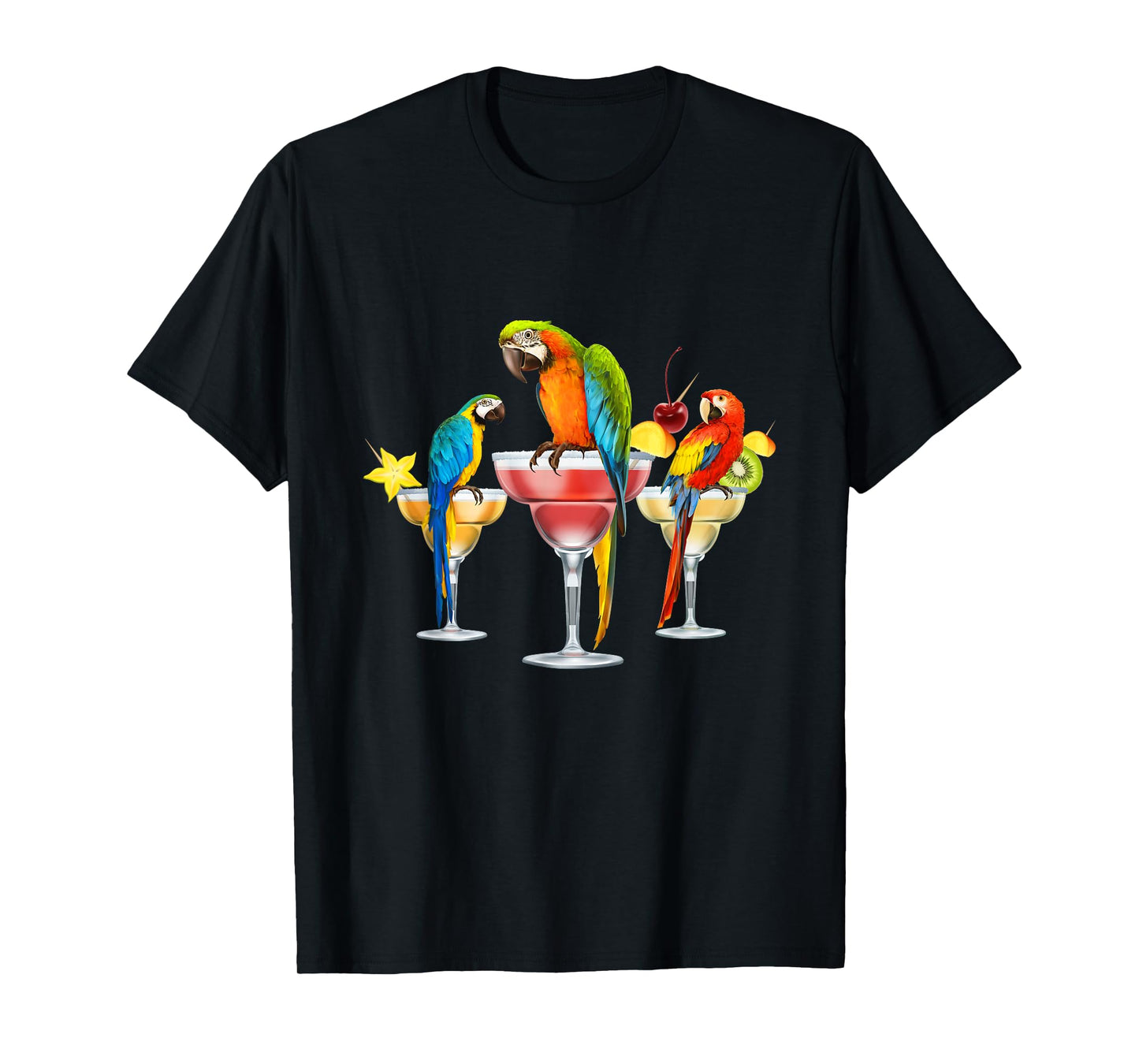 Parrots Drinking Margarita Tropical Birds Vacation Hawaiian T-Shirt