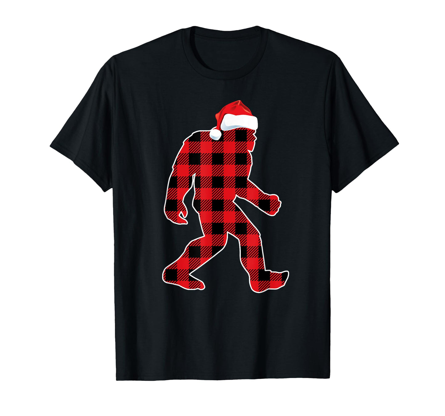 Believe Red Plaid Bigfoot Christmas Sasquatch Santa Sleeping T-Shirt