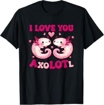 I Love You Axolotl Cute Heart Design T-Shirt