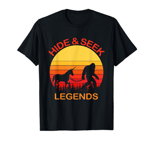 Bigfoot Unicorn Hide And Seek Legends Undefeated Champions T-Shirt