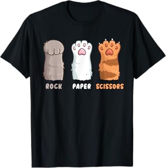 Cat Lover Cat Owner Funny Cat Rock Paper Scissors T-Shirt for Men Women Girls Kids