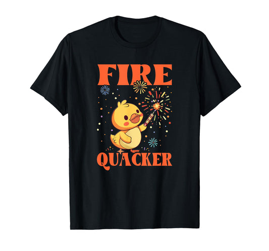 Funny Fireworks with Goose Duck - Fire Quacker T-Shirt