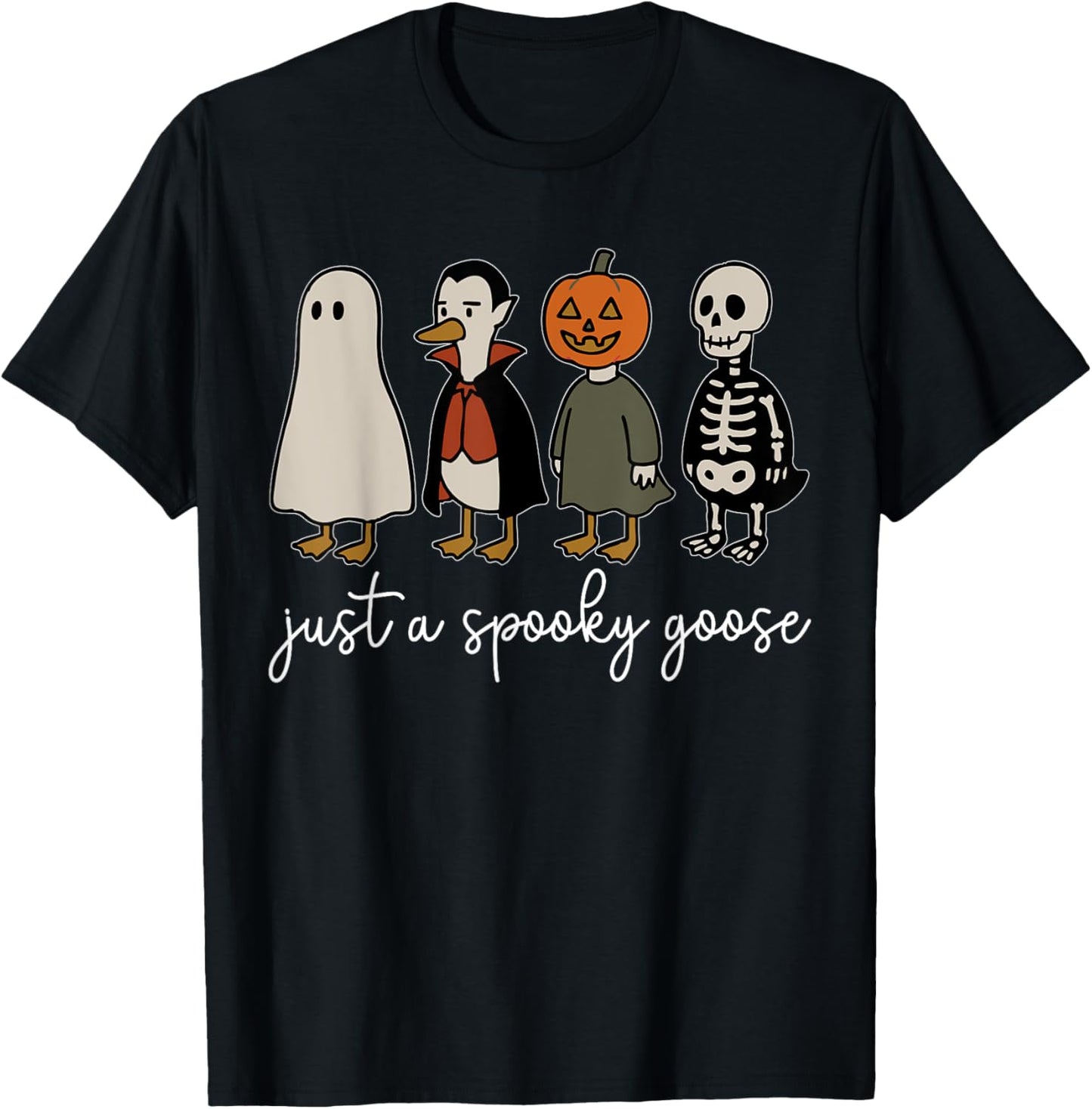 Cute Funny Just a Spooky Goose Silly Goose Ghosts Halloween T-Shirt