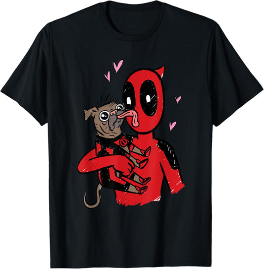 Marvel Deadpool & Wolverine Dogpool Doggy Kisses Doodle T-Shirt