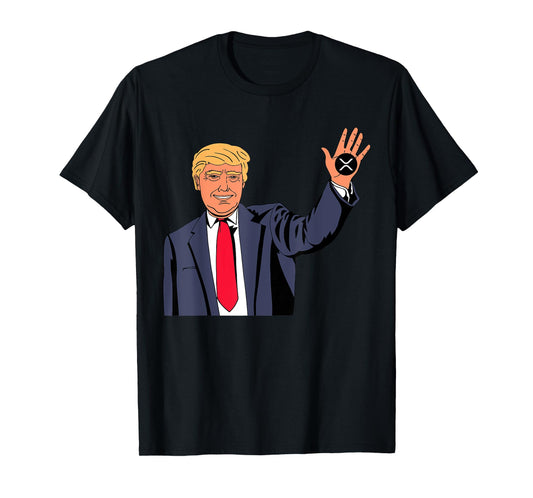 Trump Xrp Tee Unisex-Adults Black Cartoon T-Shirt Small