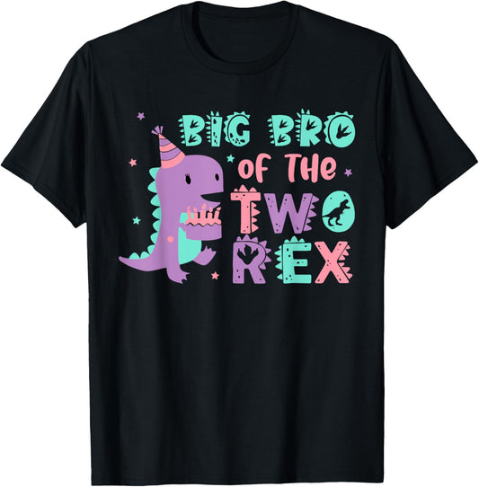Big Bro of the Two Rex Birthday Dinosaur Family Matching T-Shirt