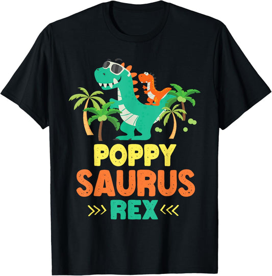 Dinosaurs Walking Together Happy Poppy Saurus Rex Grandpa T-Shirt