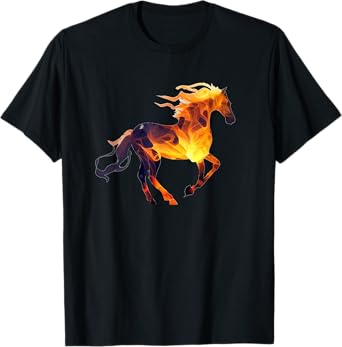 Funny running Fire Horse for burning Horse love T-Shirt
