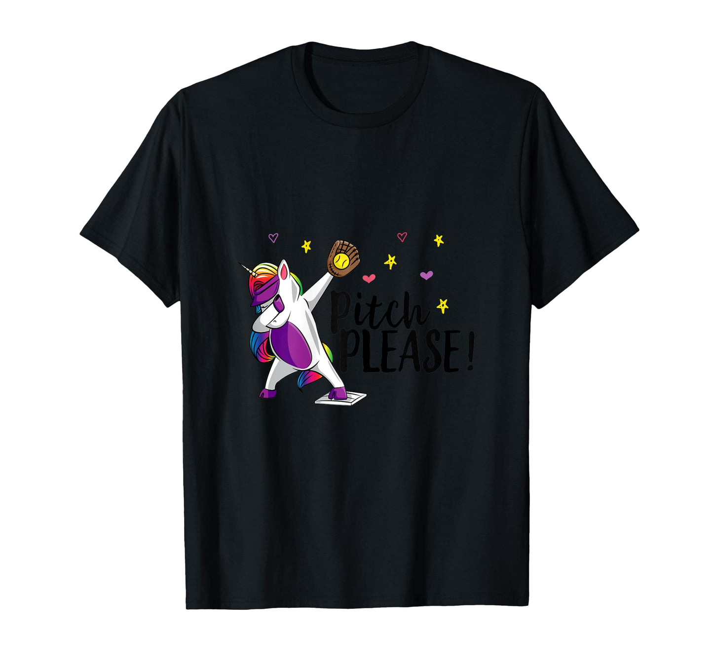 Dabbing Unicorn Funny Softball Pitcher Girls Pitch Please T-Shirt