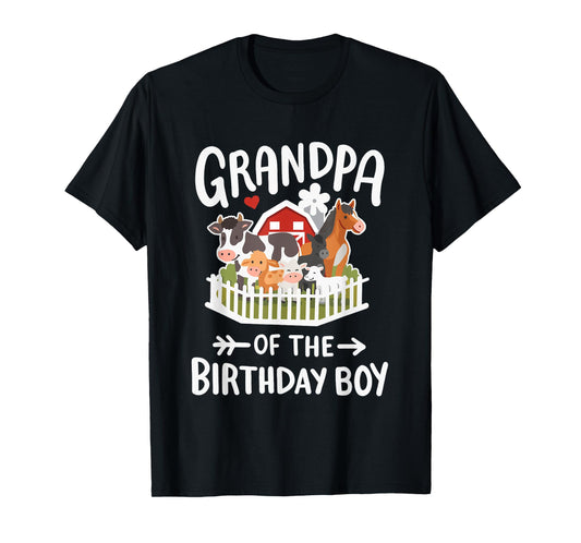 Grandpa Of The Birthday Boy Farm Animal Bday Family Matching T-Shirt