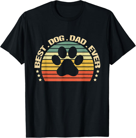Best Dog Dad Ever Vintage Father's Day Dog Lover Retro T-Shirt