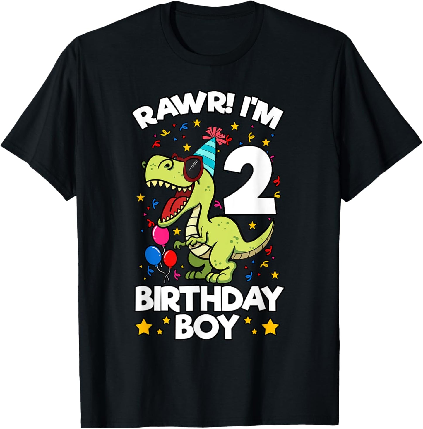 Rawr! I'm 2 Birthday Boy Dinosaur T-rex Themed 2nd Birthday T-Shirt